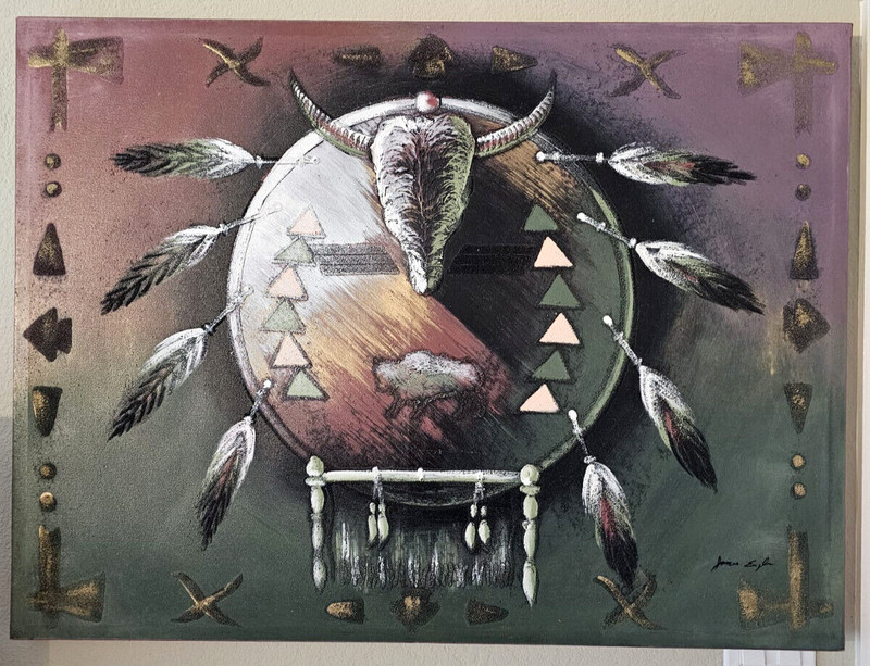 RARE James Eagles Original Native Shield Art 40×30″ Signed #’d American Dream