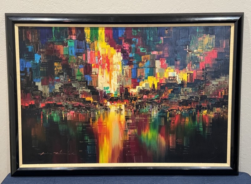 HEINZ MUNNICH (1921-1978) Original Abstract Cityscape Oil Painting Masterpiece