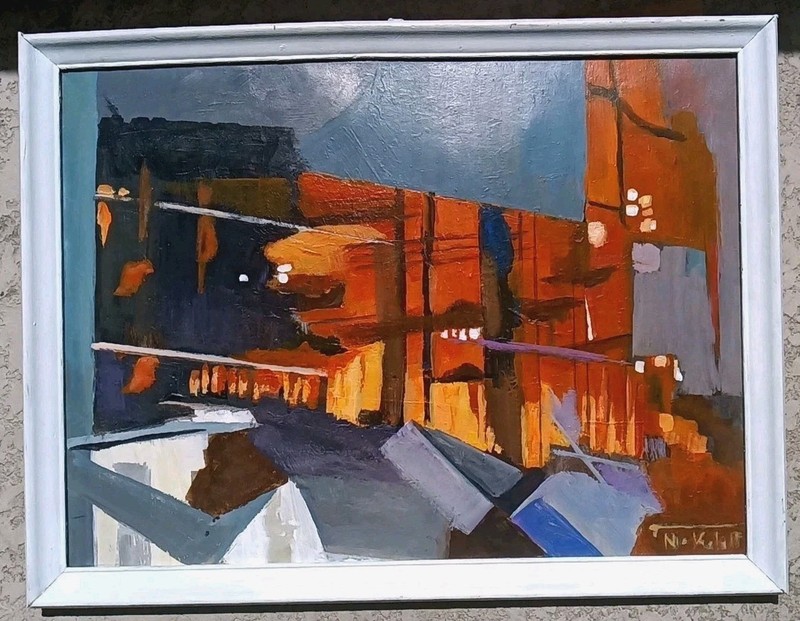 Abstract Fire Painting Los Angeles Expressionist Boyle Heights FIRE Original