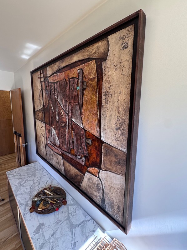 1970 Ignacio Marmol Spain Listed Mixed Media Art Relief Painting Vtg Signed Mcm gallery