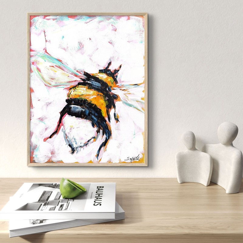 Bumblebee Original Painting Canvas Bumble Bee Insect Pop Art Gestural Expression gallery