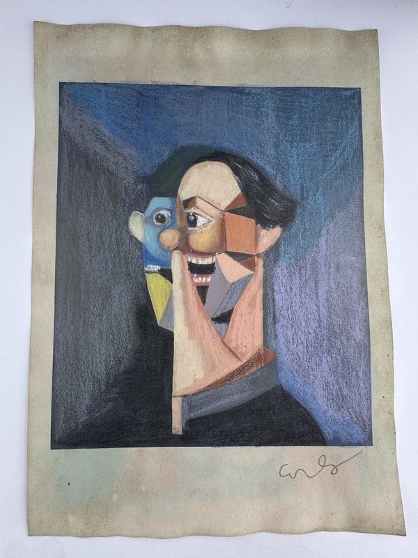 George Condo COA Art Painting Original Drawing Vintage