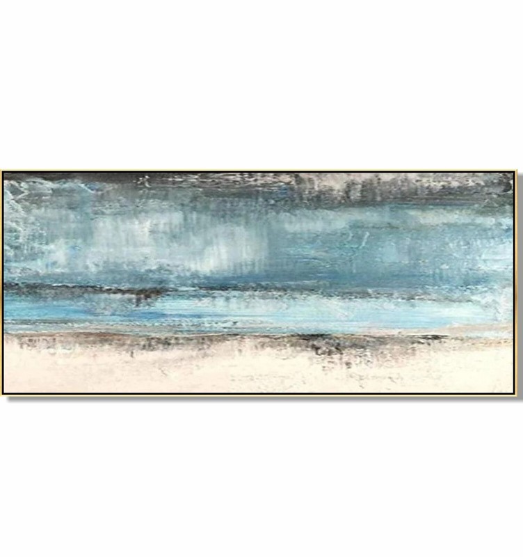 Extra Large Abstract Seaside Paintings On Canvas Modern Blue Landscape Painting