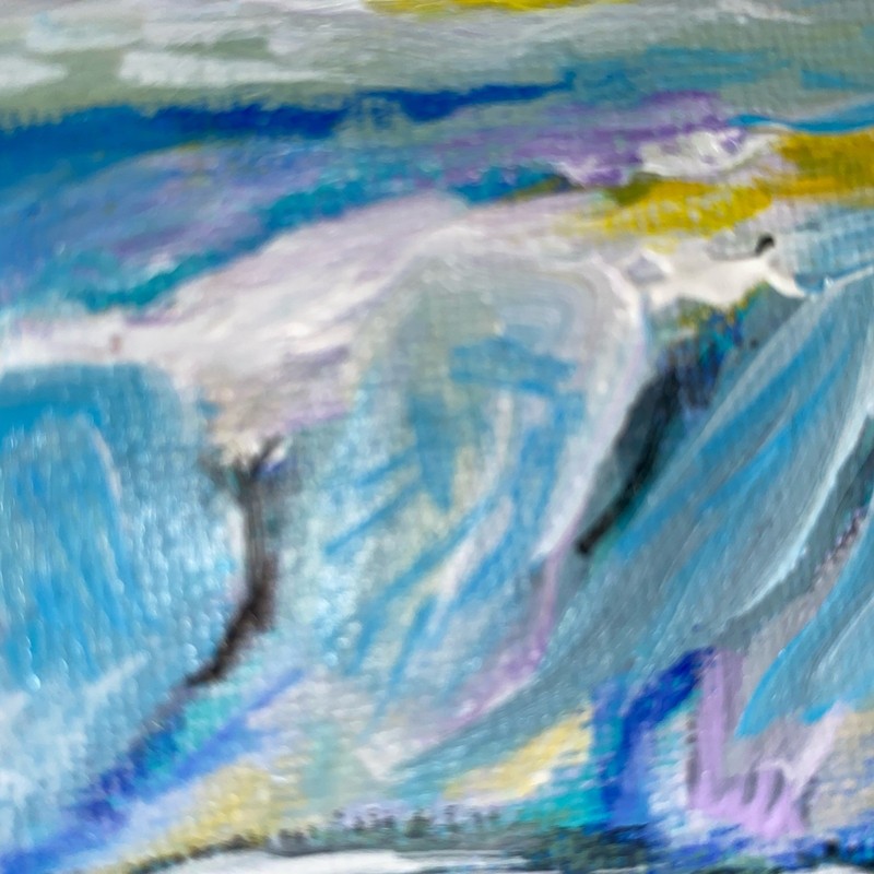 Ocean And Cliffs, 8”x10”,Signed By Artist, Original Acrylic Canvas, OOAK, COA. gallery
