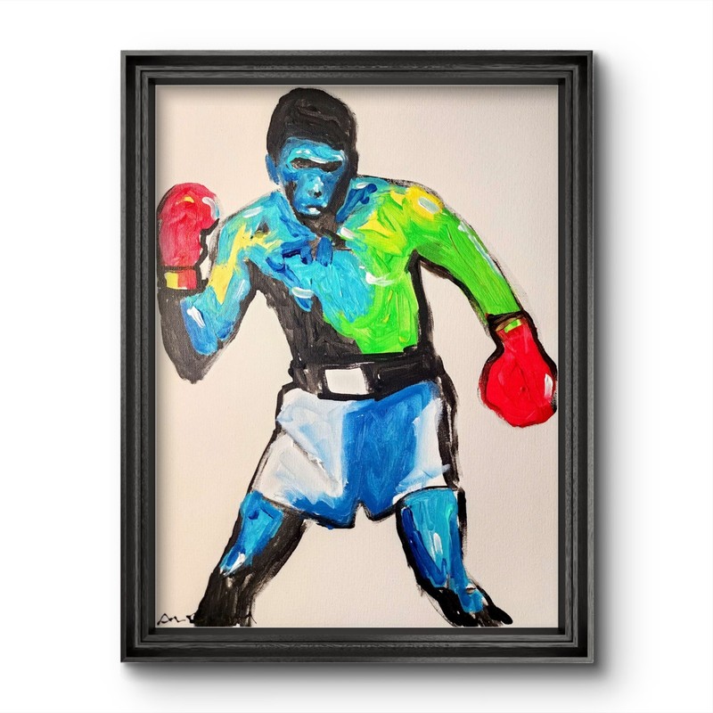 Original Boxing Painting Boxer Abstract Impressionist Art Canvas 11×14 Decor
