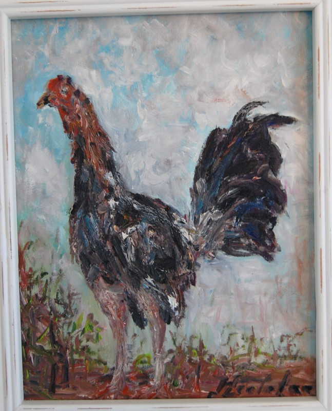 Original Signed Oil Painting “El Pollo Criollo” Cuban Chicken 11×14 Hecto Vidal gallery