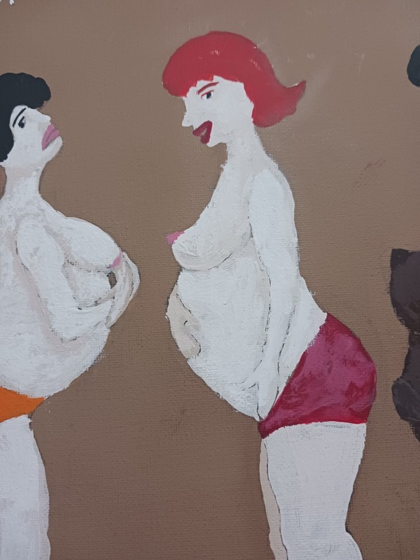 PREGNANT WOMEN PORTRAIT PAINTING 12X16 TITLED (WE GOT LOVE IN OUR TUMMY)-SIGNED gallery