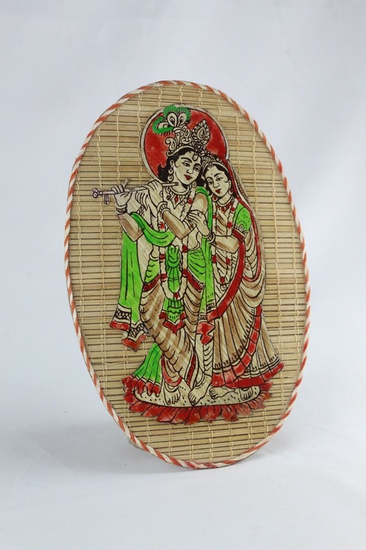 Handmade Bamboo Radha Krishna Wall Art | Decorative Photo Frame, Boho Home Decor gallery