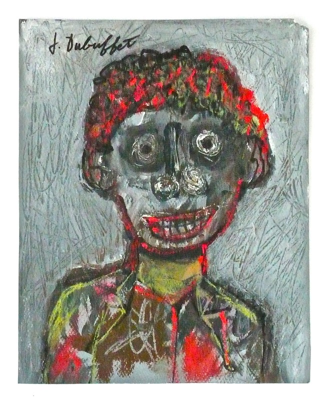 JEAN DUBUFFET — 1960s ART-BRUT SAVAGE FIGURE ORIGINAL IMPASTO GOUACHE PAINTING