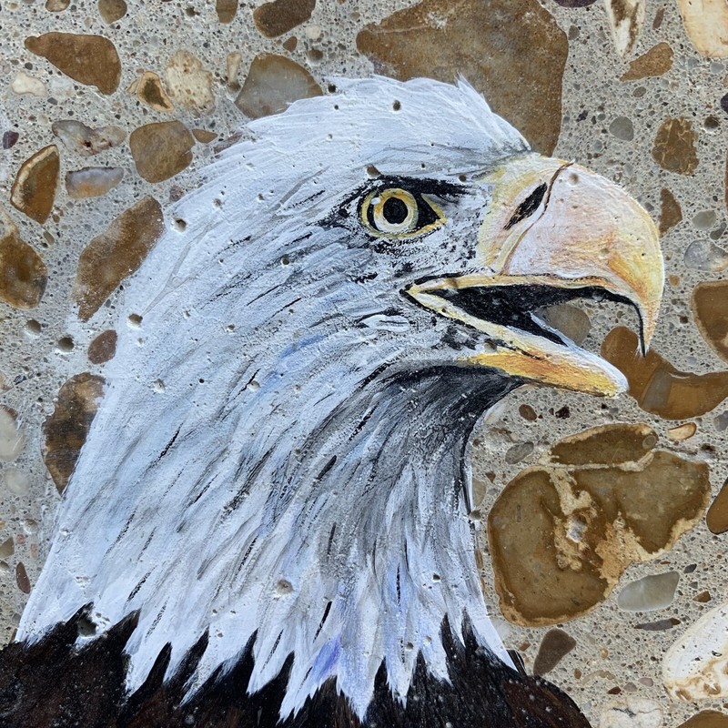 BALD EAGLE 6” ORIGINAL NATIVE AMERICAN PAINTING On Stone Signed FALLEN FEATHERS gallery