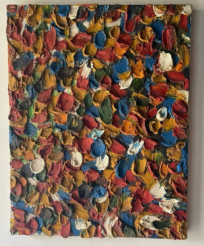 Original Heavy Thick Oil Painting. 14×11” Signed Barbara Koivisto. NYC 90s VTG