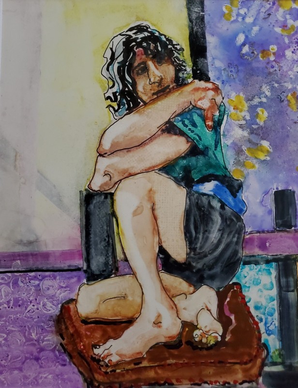 JONNY by Patsy Heller. 9×12 inches signed, watercolor, on Yupo paper.