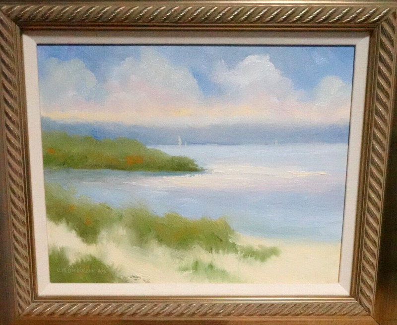 CHARLOTTE DICKINSON «TRANQUILITY» ORIGINAL ON CANVAS MARSH LANDSCAPE PAINTING