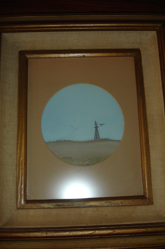 TEXAS ARTIST WATERCOLOR PAINTING MANLEY CORPUS CHRISTI DUCK WINDMILL LANDSCAPE