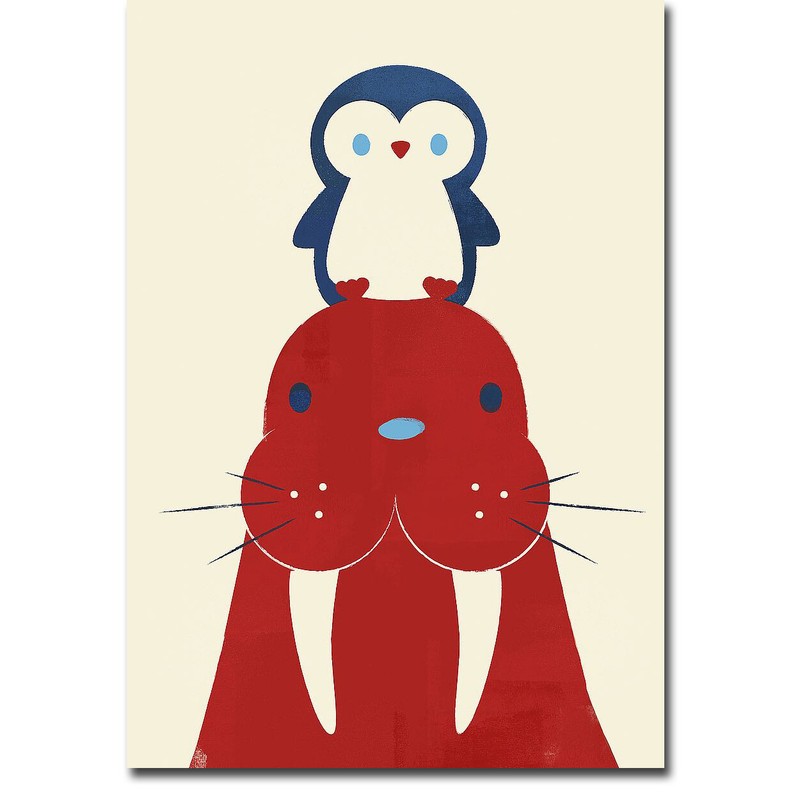 Penguin and Walrus by Jay Fleck Gallery-Wrap Canvas Giclee Art (20 in x 14 in)