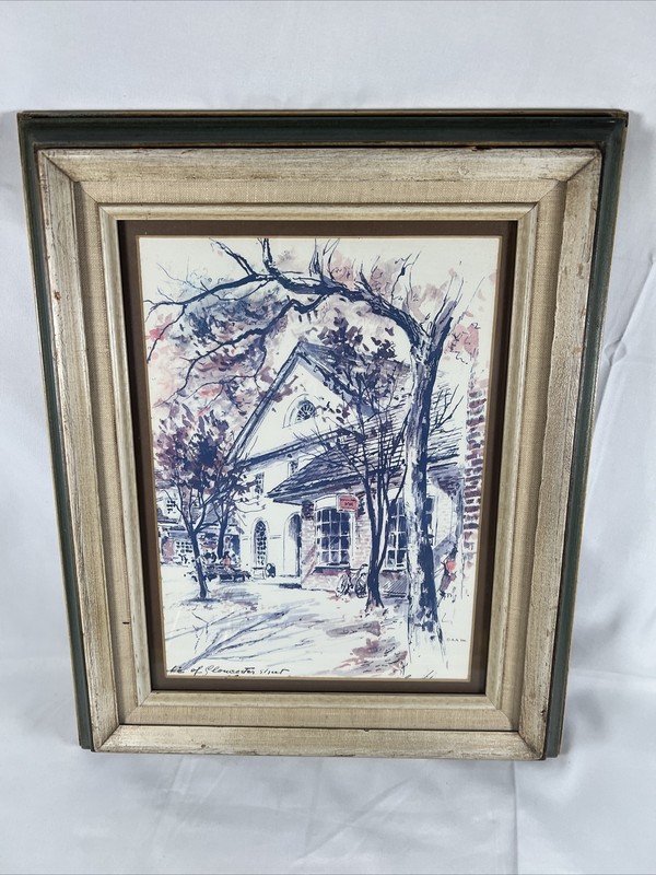50’s Framed Signed John Haymson Print Watercolor Williamsburg 13 x 16 framed
