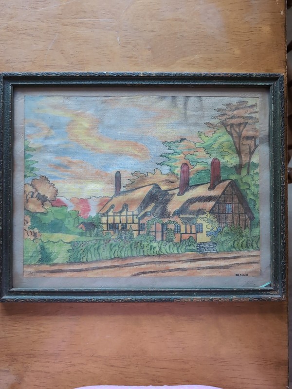 19th Century Beautiful Dutch Scene On FABRIC With Original Frame. 12x15 gallery