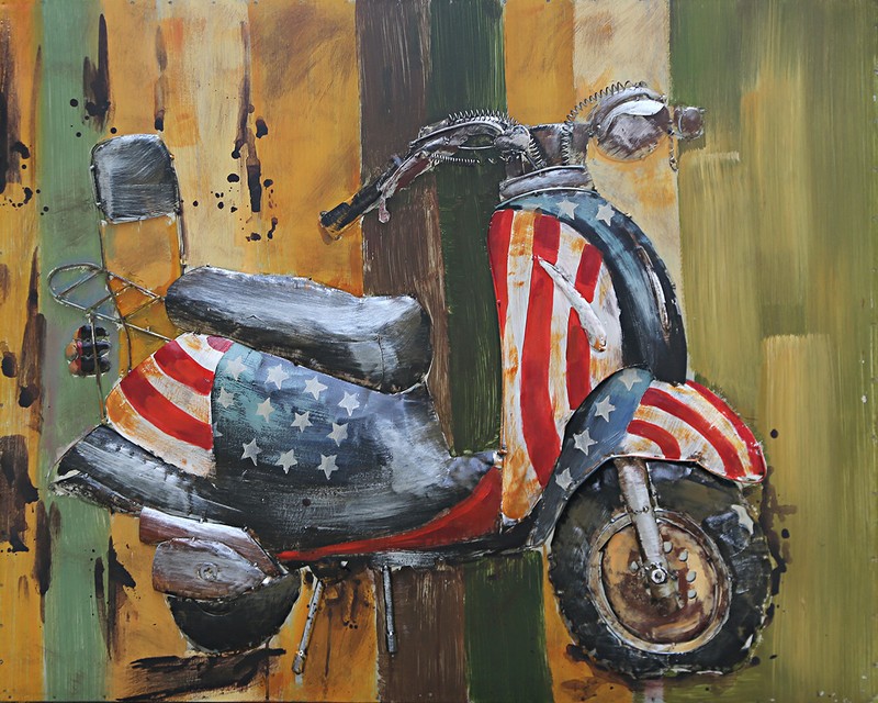 3D painting metal 80 x 100cm Scooter Vespa Bike Moped Hand Made Decor Gift Deal