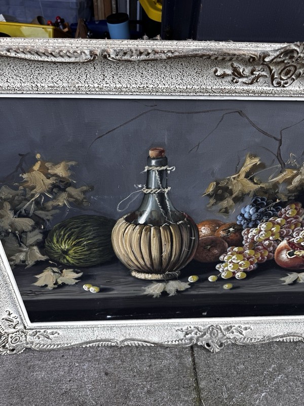 Large oil painting, still life with Fruit, signed J. Ros W/ Frame Gr1 gallery