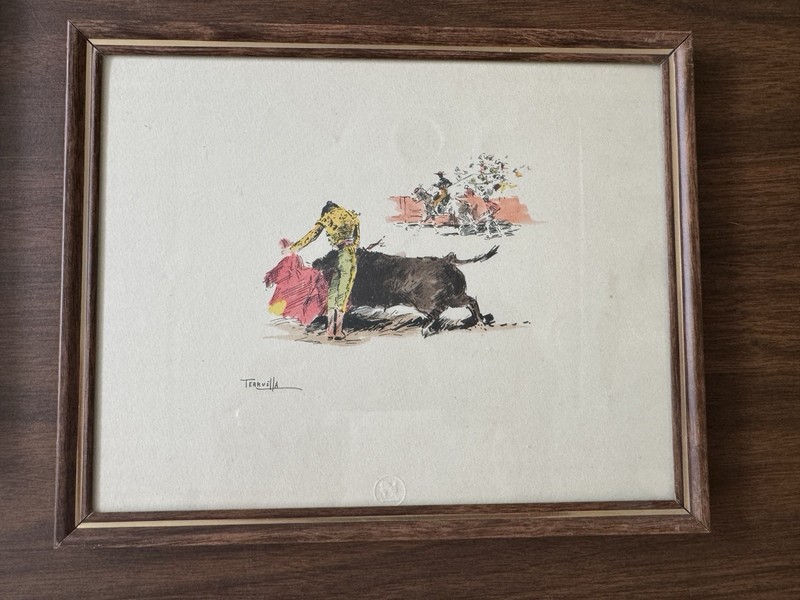 Set Of Six Joaquin Terruella Matilla (Spanish Painter) Bull Fighting Artwork gallery