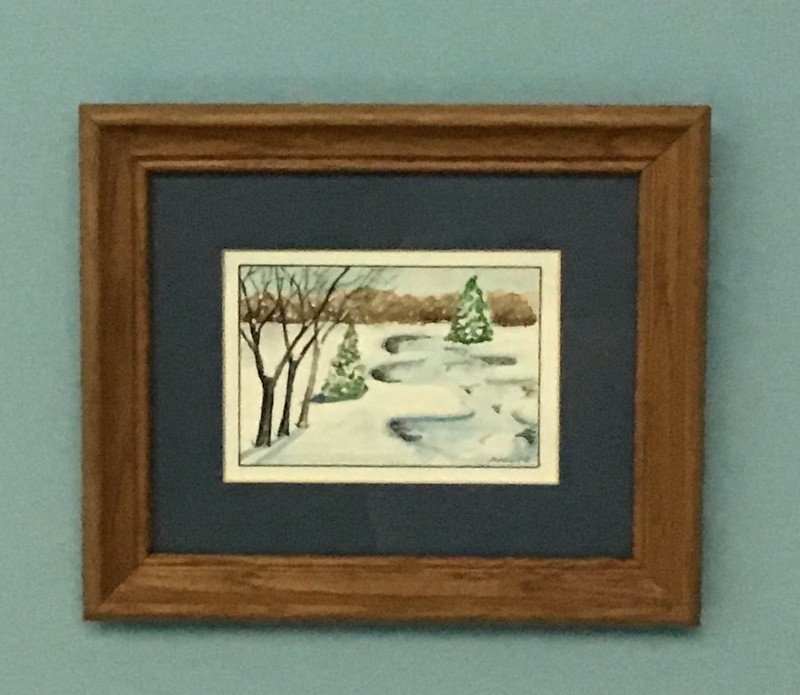 Vintage Original Water Color Art On Thick Paper Signed Moreland ‘91 Winter Scene