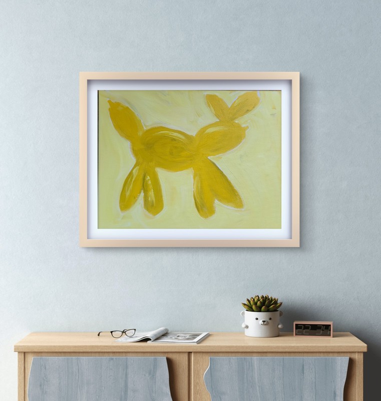 Whimsical Yellow Balloon Dog Colorful Neo Expressionist Wall Art 11x14 Canvas gallery
