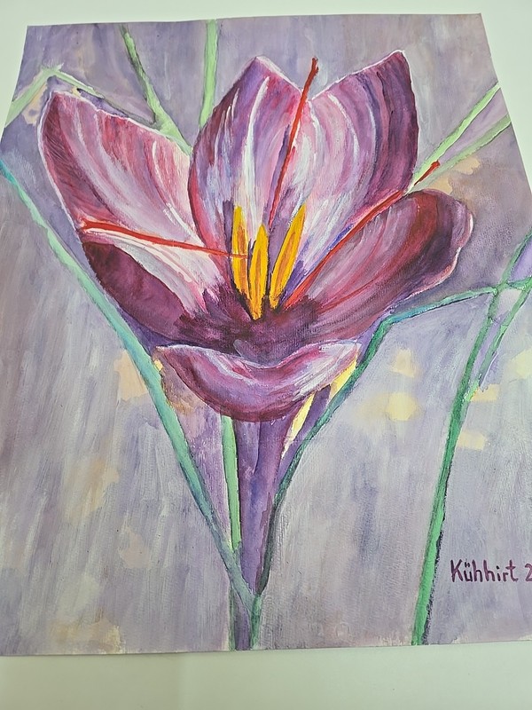 Watercolour Painting on Cardboard Flower 2-Size 60cmx50cm by KÜHHIRT 2001-No Frame gallery