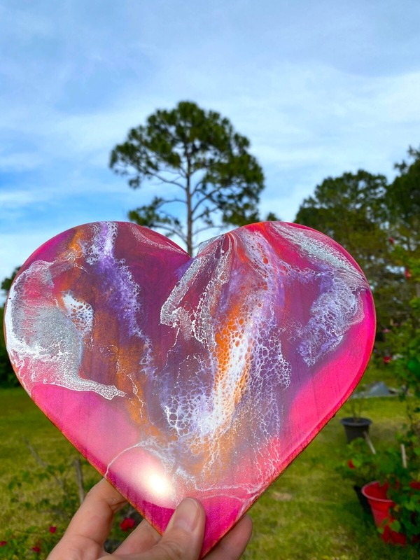 Love Heart Resin Art, gift, ocean resin art, Valentine’s Day Heart