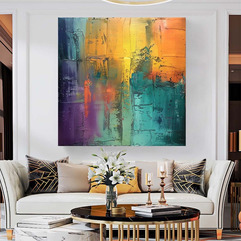 Hand-painted oil painting Abstract on canvas Modern wall decor art Green