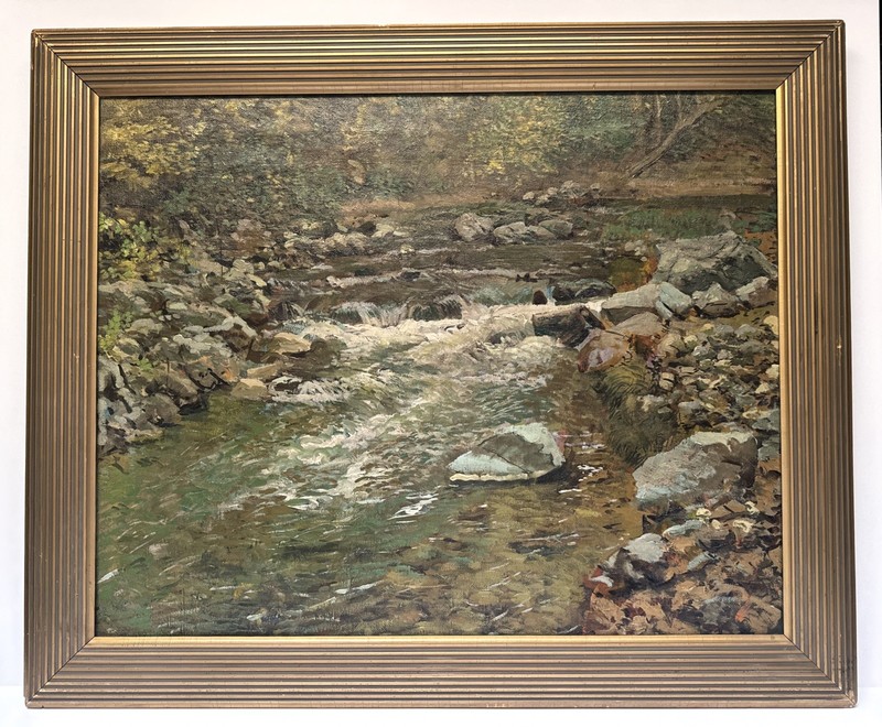 Antique American Impressionist Painting Landscape River Possibly Yosemite 1910’s