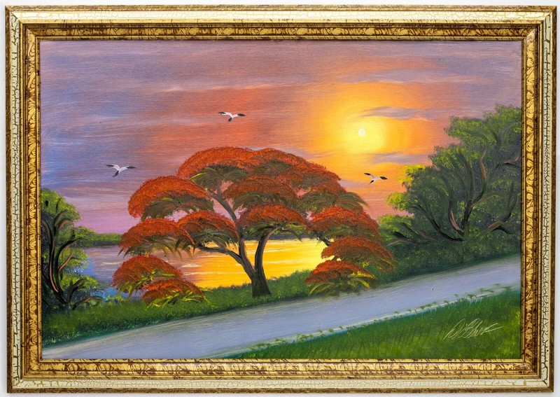 HIGHWAYMEN AL BLACK FLORIDA OIL ON BOARD PAINTINGS SET OF 3 WITH C.O.A. gallery