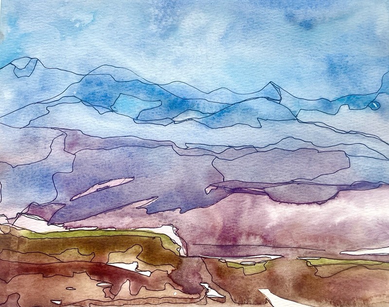 Original Watercolor Landscape Painting Signed By Heather Vilbrin Arist 7×10