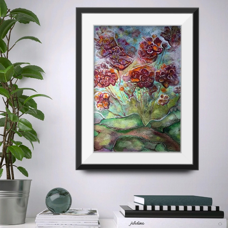 Fantasy Flowers – Original watercolor Mixed Media Painting gallery
