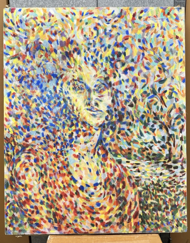 Psychedelic Pointillist Painting Portrait Of Woman’s Face Modern Abstraction gallery