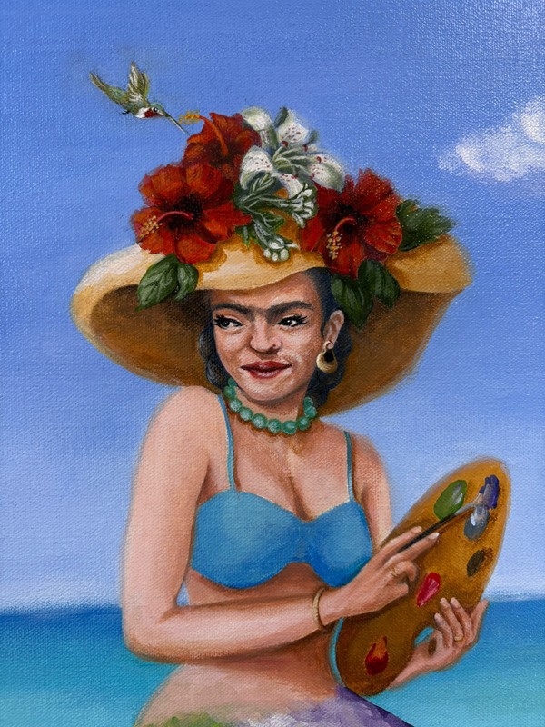 ORIGINAL PAINTING of FRIDA KAHLO “DAY AT THE BEACH” MERMAID BY NINA DUCKETT AZ gallery