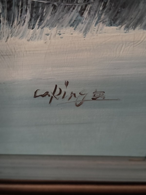 Oil on canvas Winter Scene Signed gallery