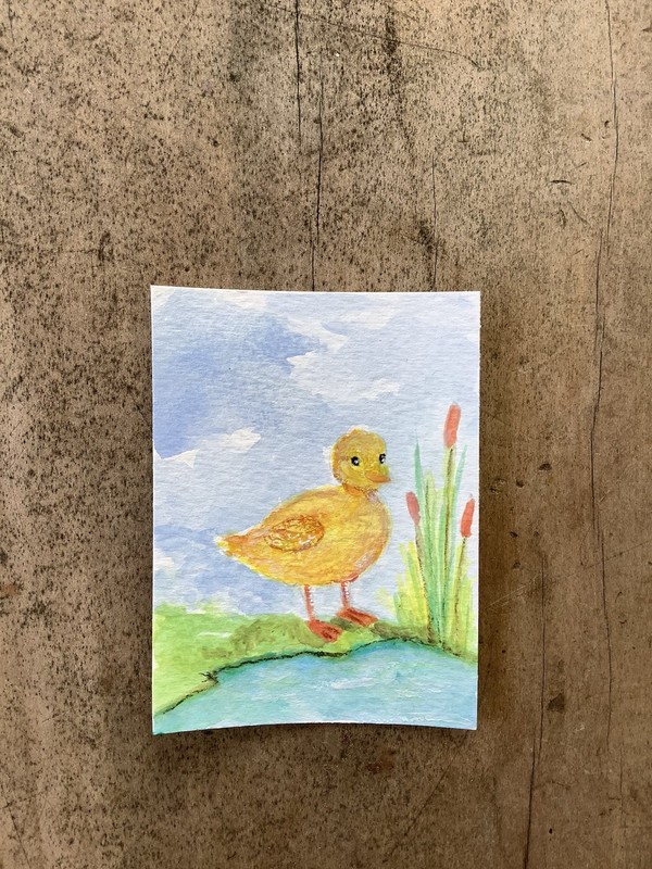 ACEO By Kenna Painting Original HP Duckling By Pond 2.5” X 3.5” Signed ÀTC gallery