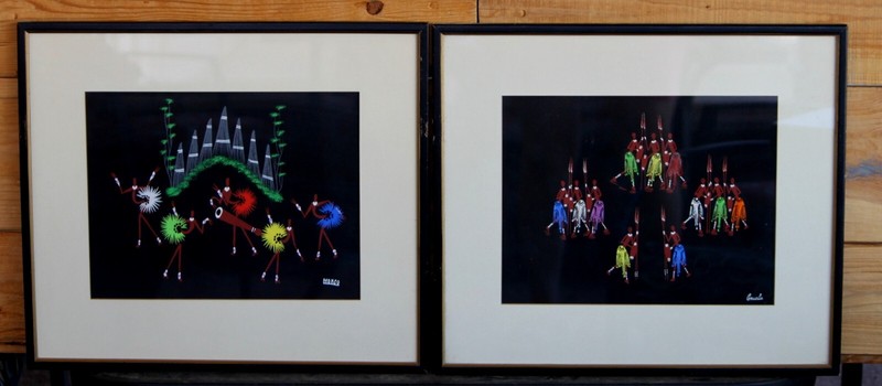 Vintage Mid Century Modern Tribal Native African Dancers Prints Mongo And Gouala