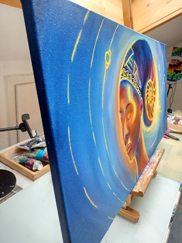 Relax Woman Oil Painting 80x40 cm Zen Rest Portrait Original Painting on Canvas gallery