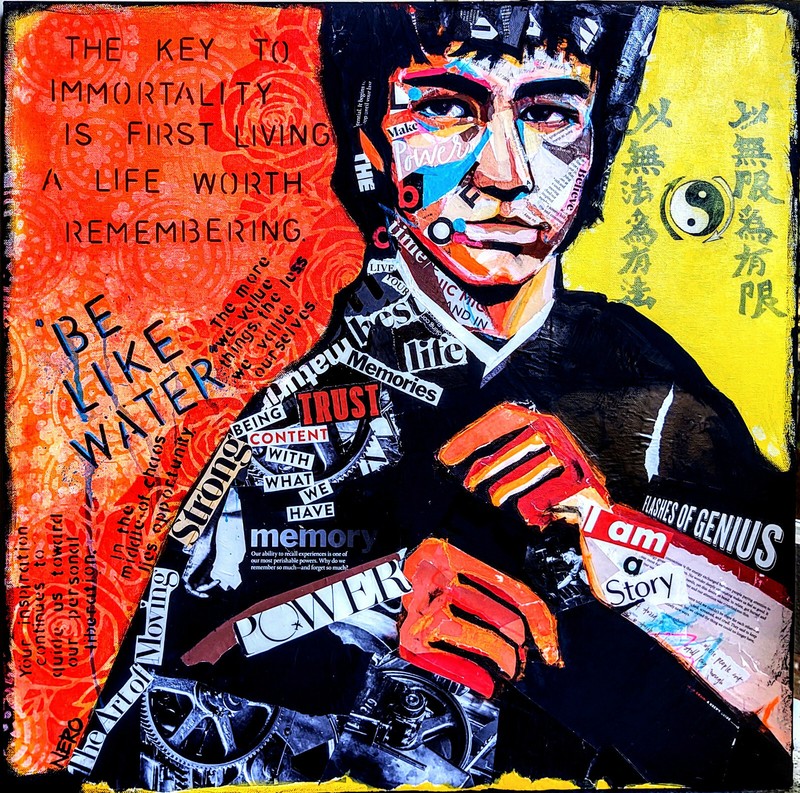 Custom Acrylic & Mixed Media, Bruce Lee «Lee Jun-fan» Street Art 24X24 Painting