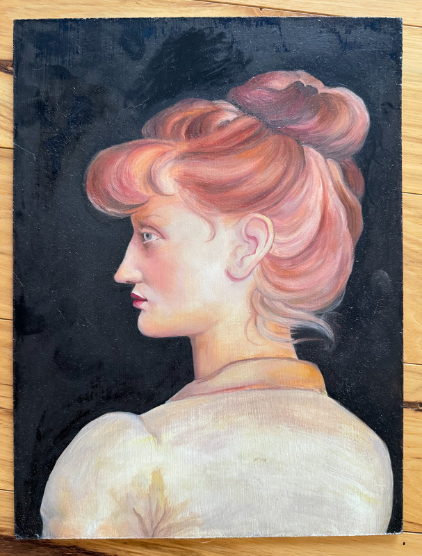 Classical Original Oil Painting «Profile of a Girl» Frederick Leighton 9″ x 12″