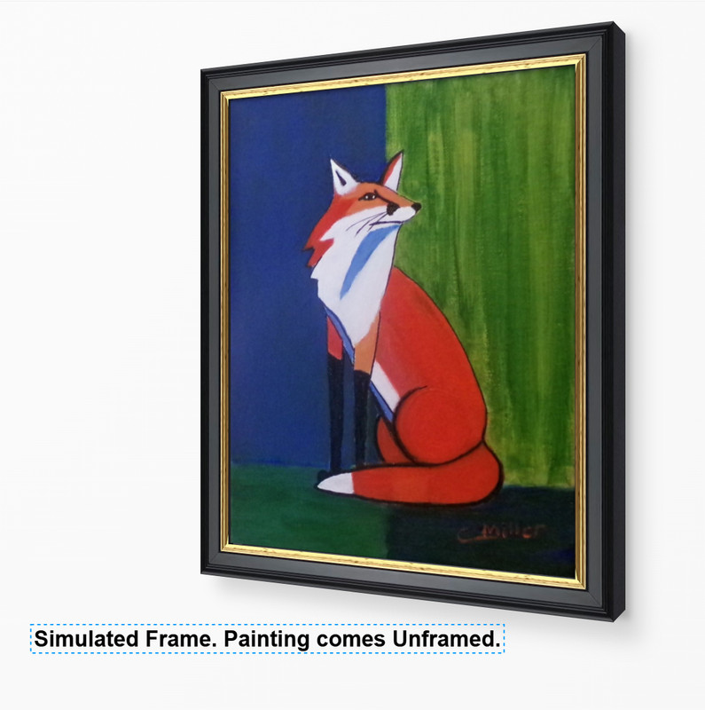 Original Fox Abstract Painting 8x10 Animal Wildlife Modern Wall Art gallery