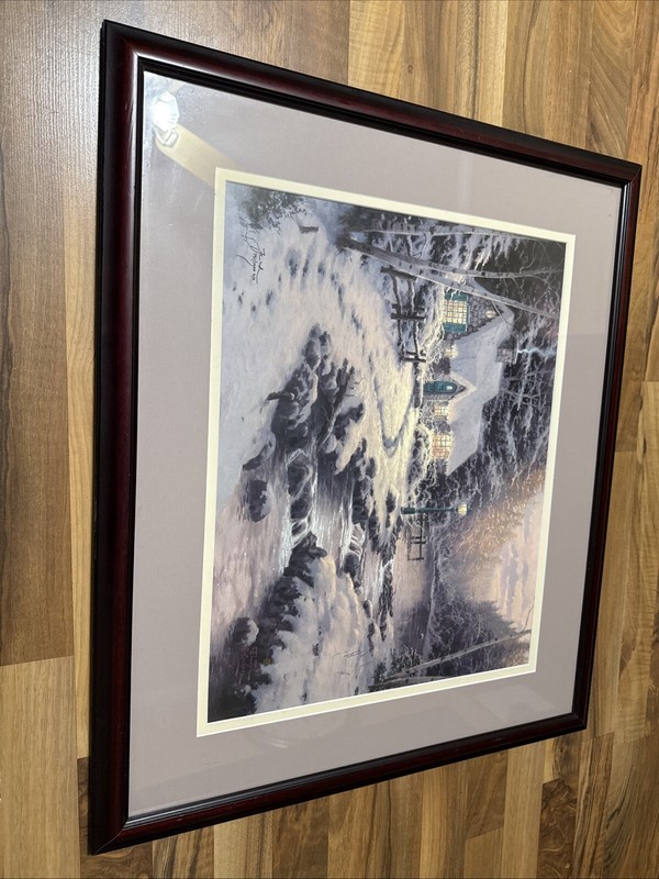 Thomas Kinkade Evening Glow 16×20 GP ~ Hand Sketched on Back of Canvas 751/1000