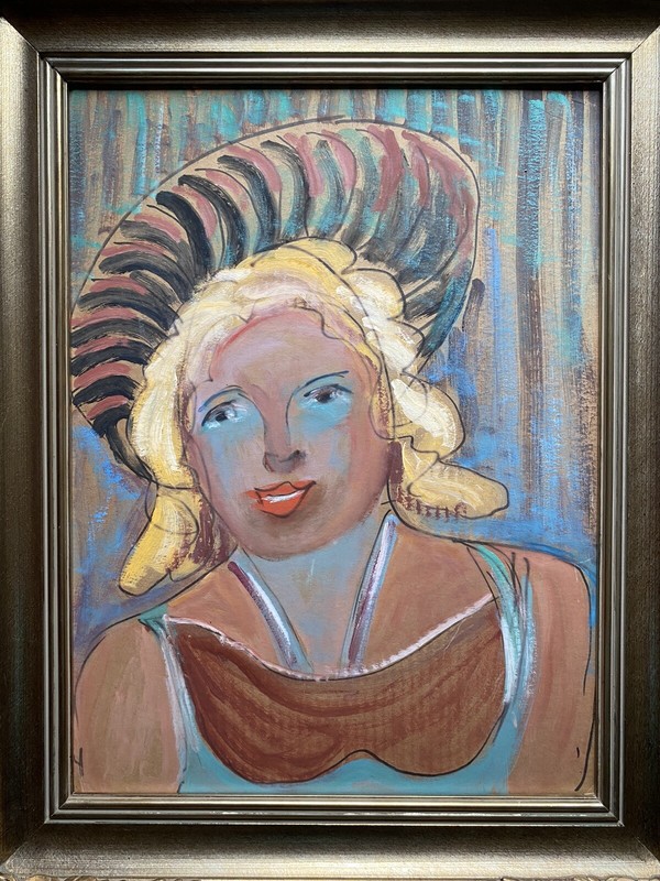 Original Art Nouveau Neoclassical Style Painting Beautiful Parisian French Woman gallery