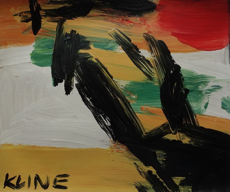 Fine unique painting – Expressive abstract composition, signed Kline