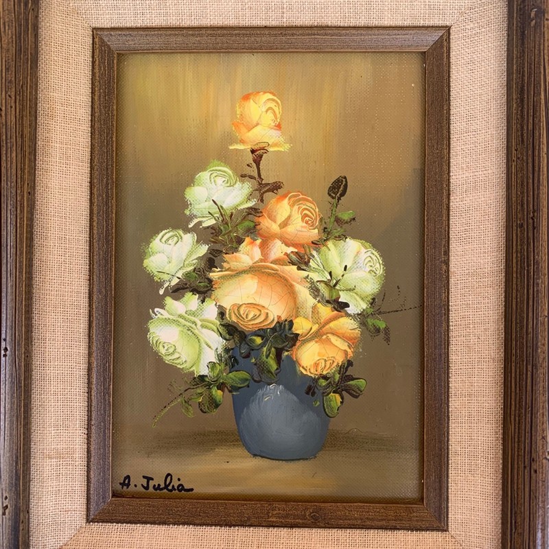 Vintage Still Life Floral Flowers Oil Painting A. Ann Julia Rant Canvas Vase gallery