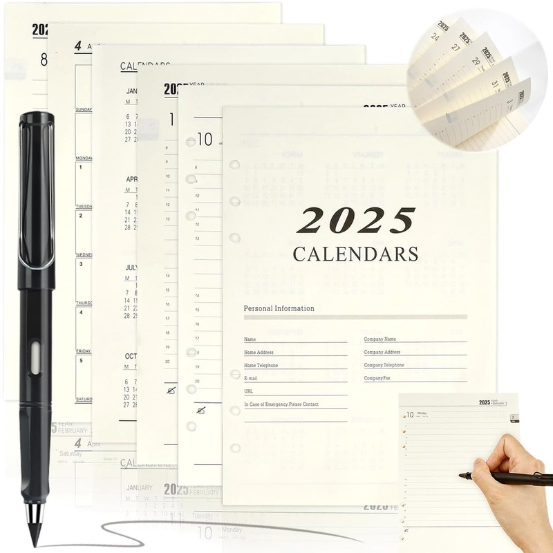 180 Pack Calendar Insert A5 2025, Jan 2025 or Dec 2025, Calendar 2025 Book Cal...
