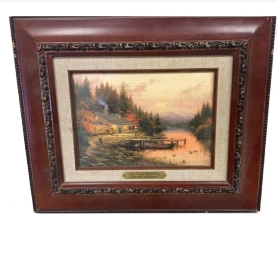 THOMAS KINKADE END OF A PERFECT DAY Accent Print -FRAMED 12×10 COA 1999