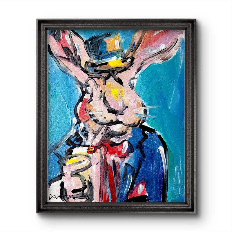 Aleph Original Abstract Expressionist Rabbit Painting 14×11 Fine Art Wall Decor