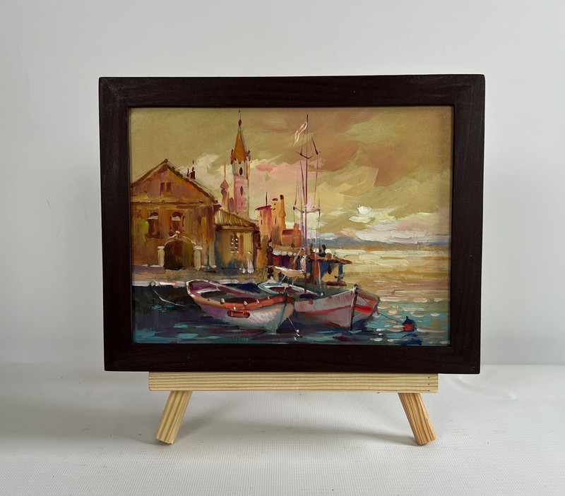Oil Painting The Sun Is Sinking Into The Sea Y. Suprunchuk Landscape nAAA4337